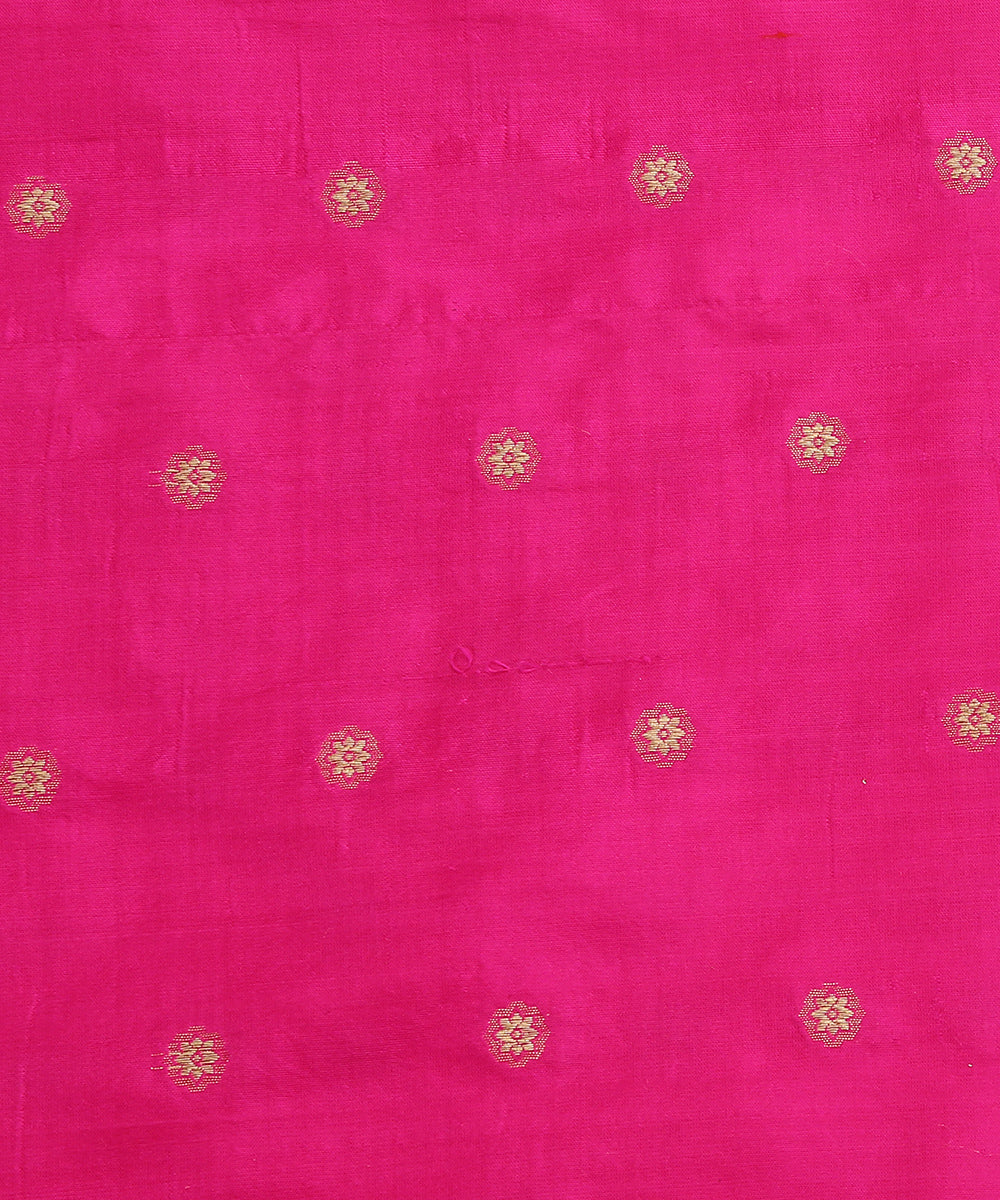 Handloom_Hot_Pink_Pure_Katan_Silk_Pure_Katan_Silk_Banarasi_Fabric_With_Cutwork_Booti_WeaverStory_02
