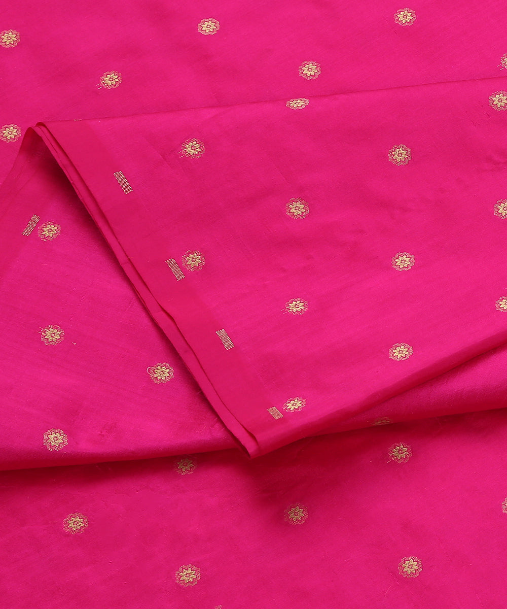 Handloom_Hot_Pink_Pure_Katan_Silk_Pure_Katan_Silk_Banarasi_Fabric_With_Cutwork_Booti_WeaverStory_04