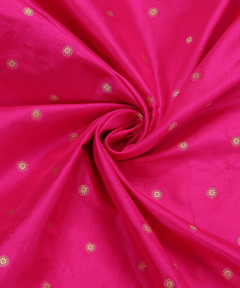 Handloom_Hot_Pink_Pure_Katan_Silk_Pure_Katan_Silk_Banarasi_Fabric_With_Cutwork_Booti_WeaverStory_05