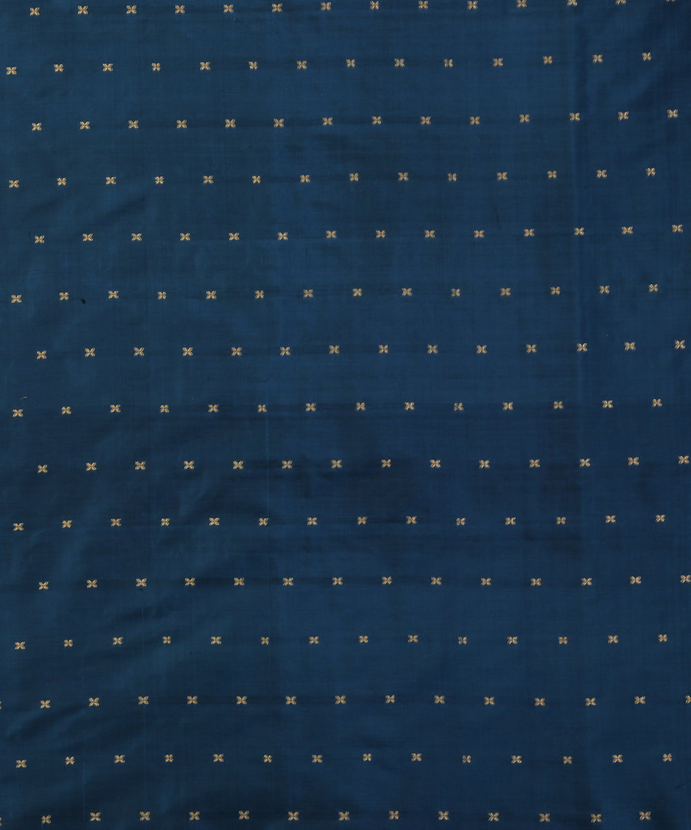 Dark_Blue_Handloom_Pure_Katan_Silk_Banarasi_Fabric_With_Cutwork_Booti_WeaverStory_02