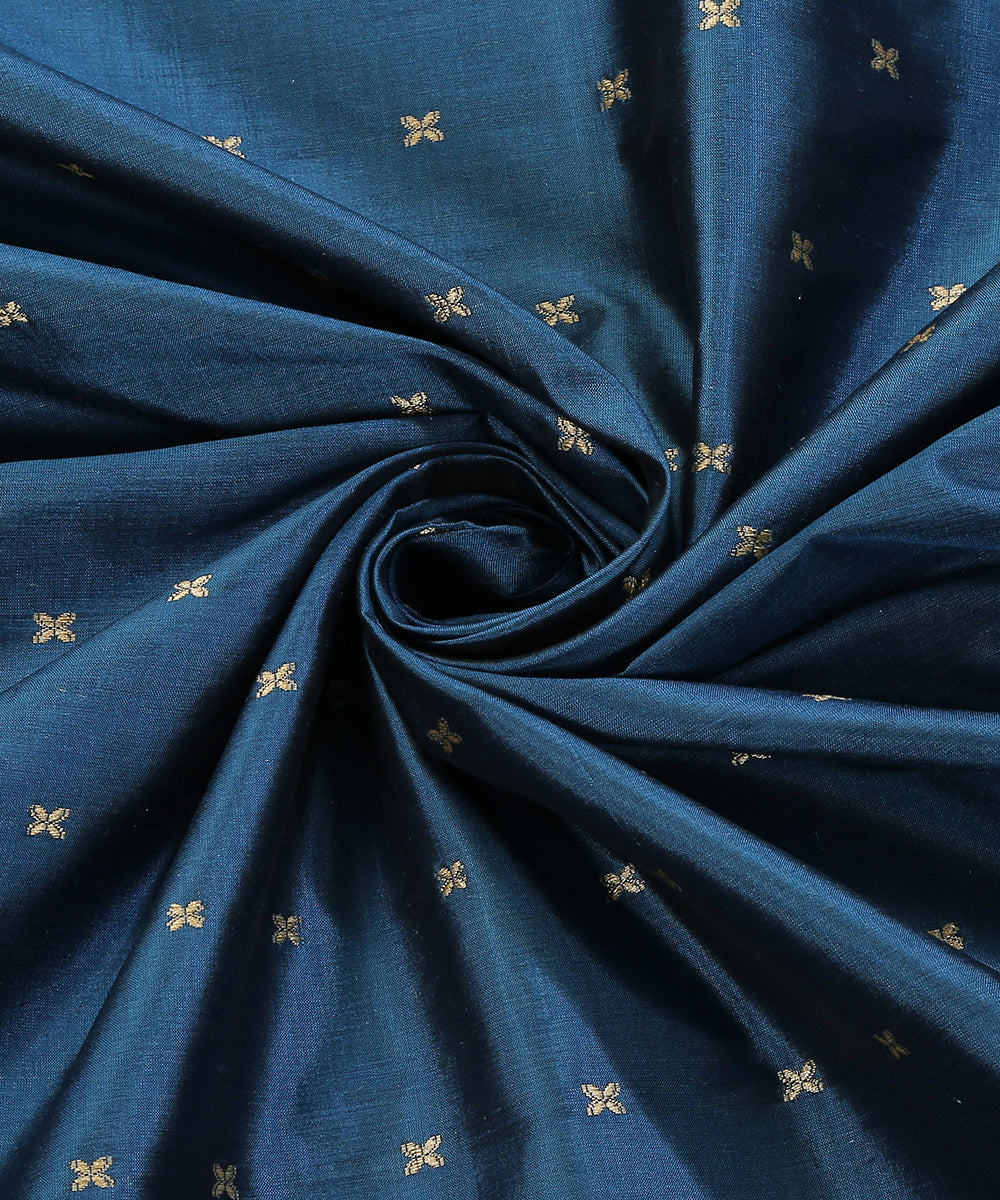 Dark_Blue_Handloom_Pure_Katan_Silk_Banarasi_Fabric_With_Cutwork_Booti_WeaverStory_05