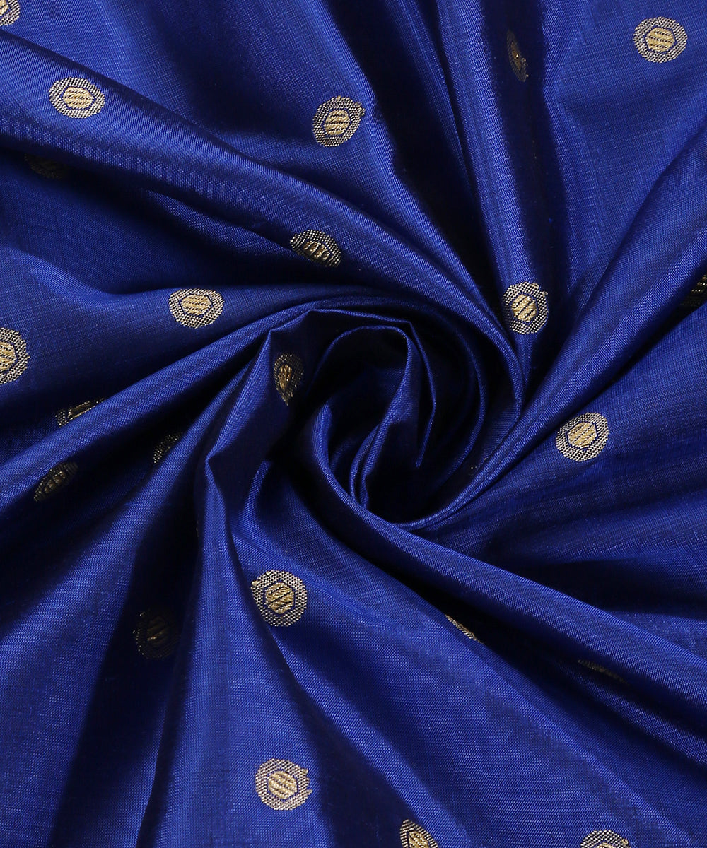 Handloom_Dark_Blue_Pure_Katan_Silk_Banarasi_Fabric_With_Cutwork_Booti_WeaverStory_05