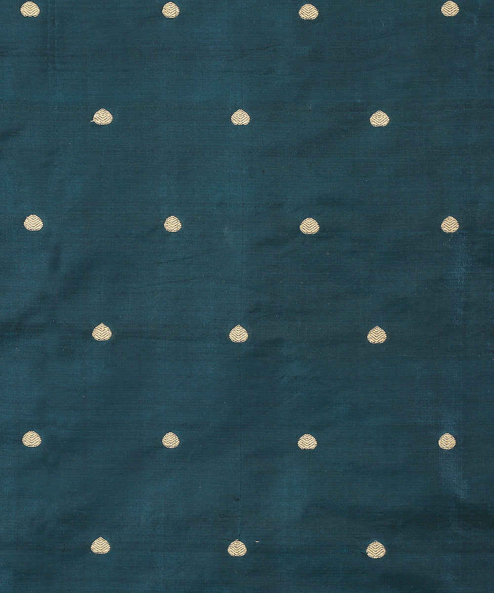 Dark_Teal_Green_Handloom_Pure_Katan_Silk_Banarasi_Fabric_With_Cutwork_Booti_WeaverStory_02