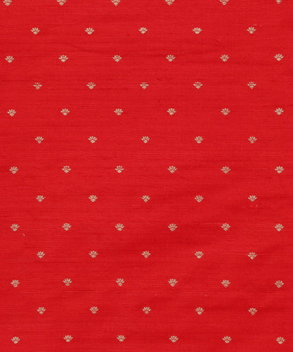 Handloom_Red_Pure_Tussar_Silk_Banarasi_Fabric_With_Cutwork_Booti_WeaverStory_02