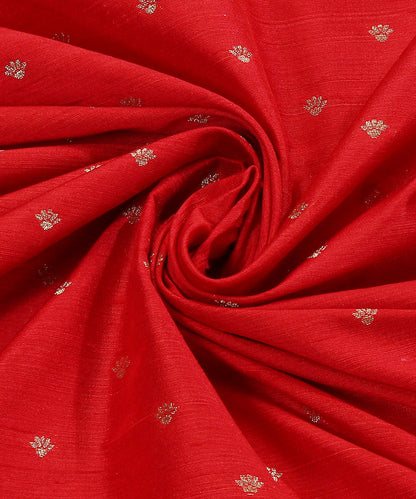 Handloom_Red_Pure_Tussar_Silk_Banarasi_Fabric_With_Cutwork_Booti_WeaverStory_05
