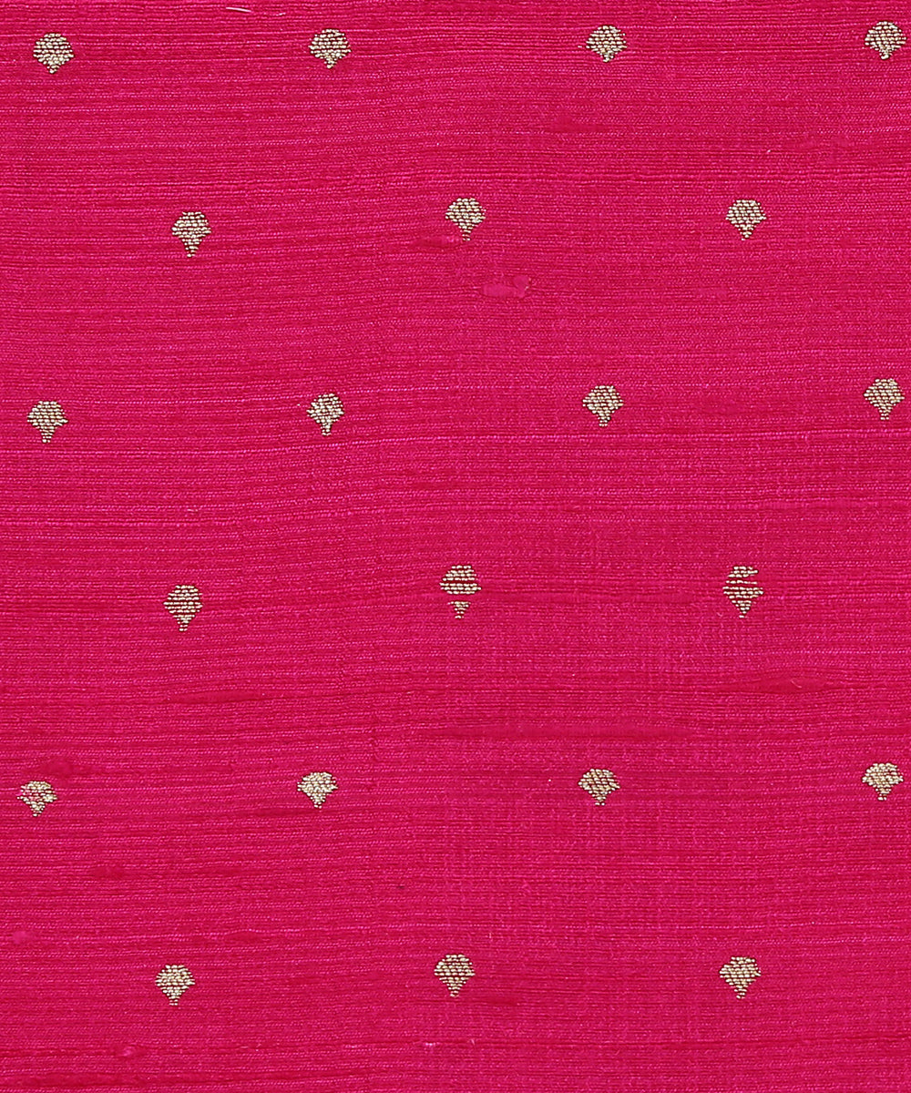 Rani_Pink_Handloom_Pure_Tussar_Silk_Banarasi_Fabric_With_Cutwork_Booti_WeaverStory_03