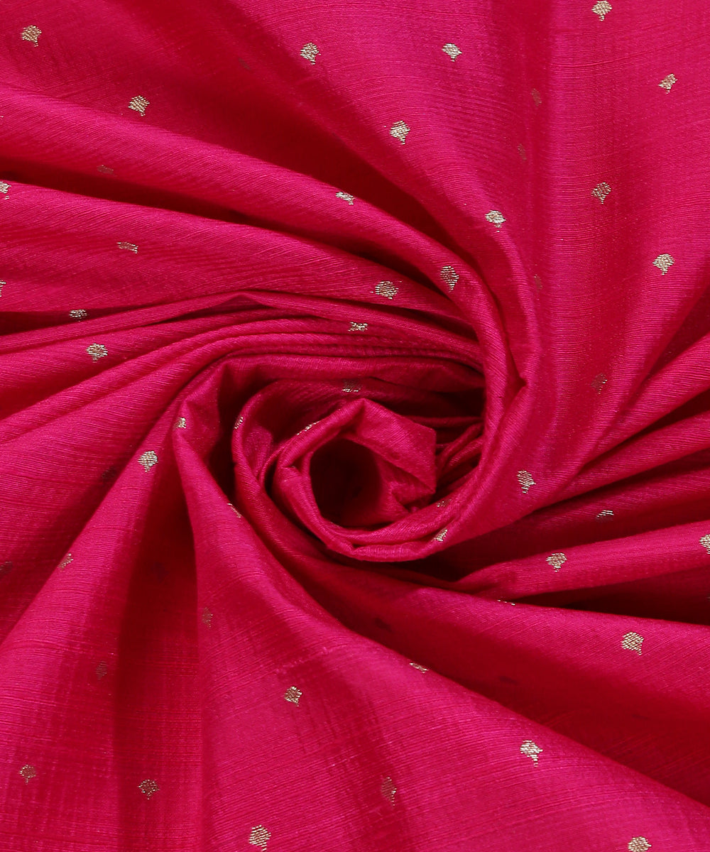 Rani_Pink_Handloom_Pure_Tussar_Silk_Banarasi_Fabric_With_Cutwork_Booti_WeaverStory_05