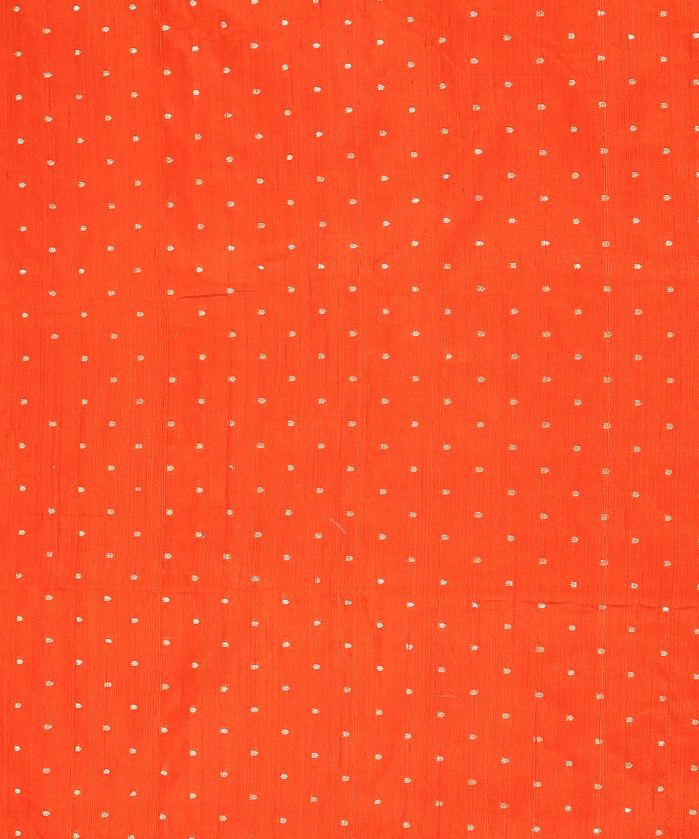 Handloom_Orange_Pure_Tussar_Silk_Banarasi_Fabric_With_Cutwork_Booti_WeaverStory_02