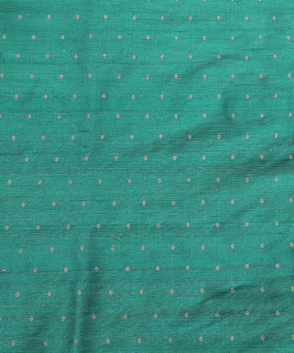 Green_Double_Shade_Handloom_Pure_Tussar_Silk_Banarasi_Fabric_With_Cutwork_Booti_WeaverStory_02