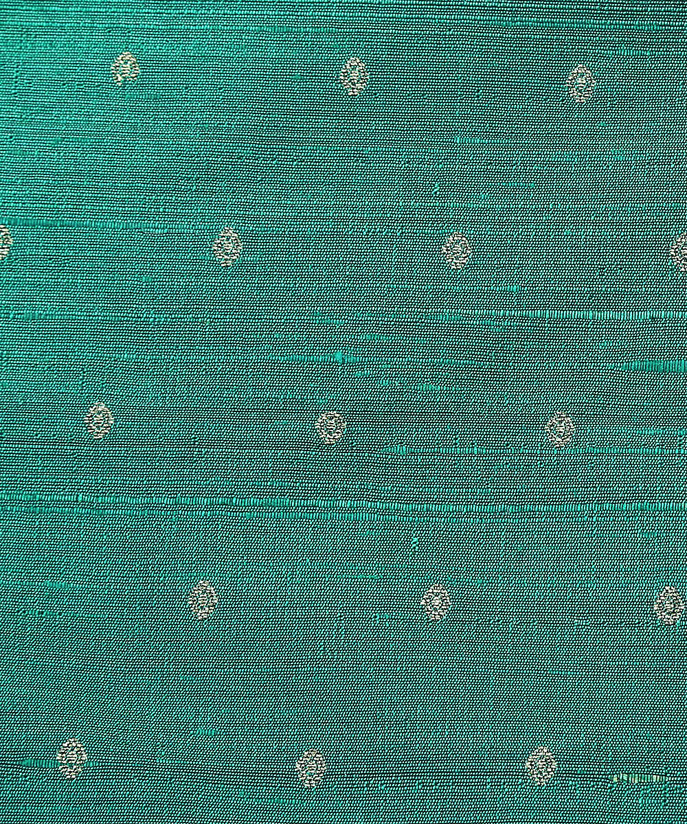 Green_Double_Shade_Handloom_Pure_Tussar_Silk_Banarasi_Fabric_With_Cutwork_Booti_WeaverStory_03
