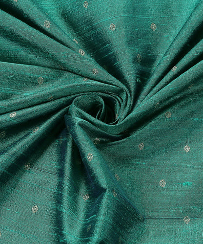 Green_Double_Shade_Handloom_Pure_Tussar_Silk_Banarasi_Fabric_With_Cutwork_Booti_WeaverStory_05