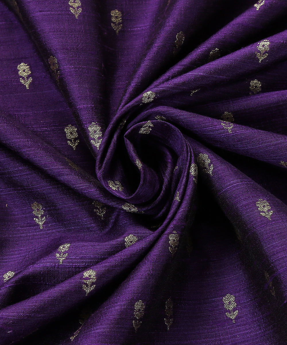 Handloom_Voilet_Pure_Tussar_Silk_Banarasi_Fabric_With_Cutwork_Booti_WeaverStory_05