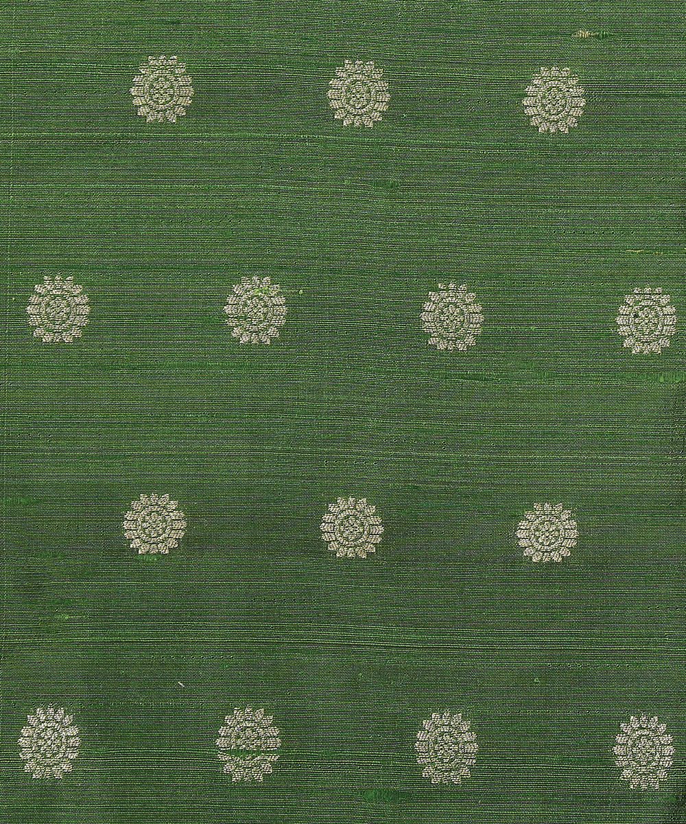 Green_Handloom_Pure_Tussar_Silk_Banarasi_Fabric_With_Cutwork_Booti_WeaverStory_03