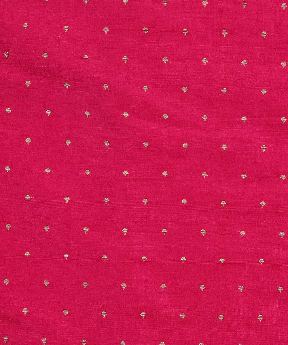 Rani_Pink_Handloom_Pure_Tussar_Silk_Banarasi_Fabric_With_Cutwork_Booti_WeaverStory_02