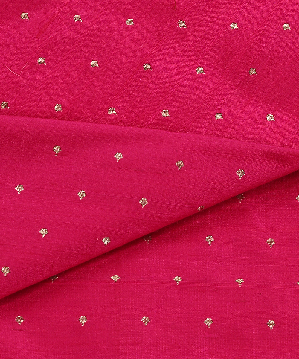 Rani_Pink_Handloom_Pure_Tussar_Silk_Banarasi_Fabric_With_Cutwork_Booti_WeaverStory_04