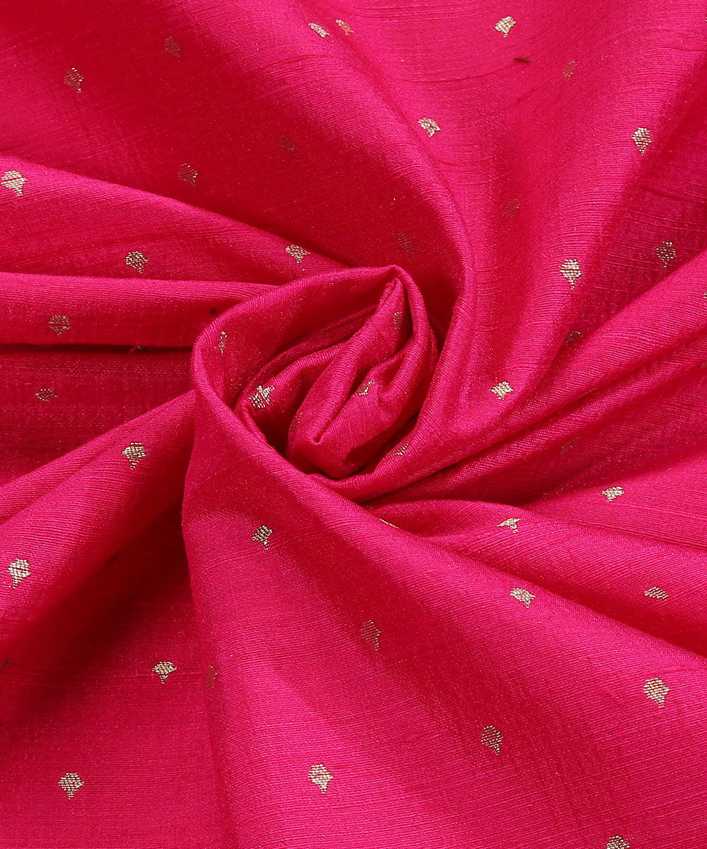 Rani_Pink_Handloom_Pure_Tussar_Silk_Banarasi_Fabric_With_Cutwork_Booti_WeaverStory_05