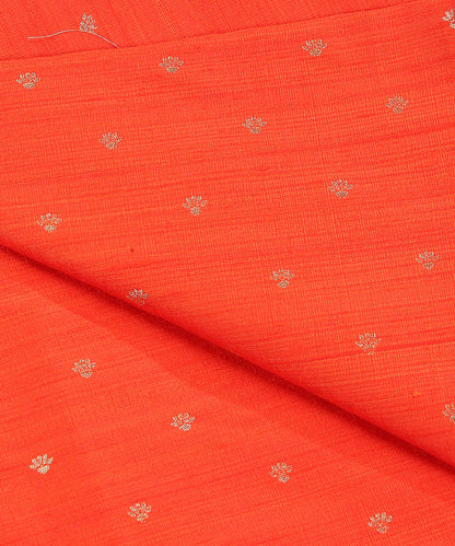 Handloom_Orange_Pure_Tussar_Silk_Banarasi_Fabric_With_Cutwork_Booti_WeaverStory_04