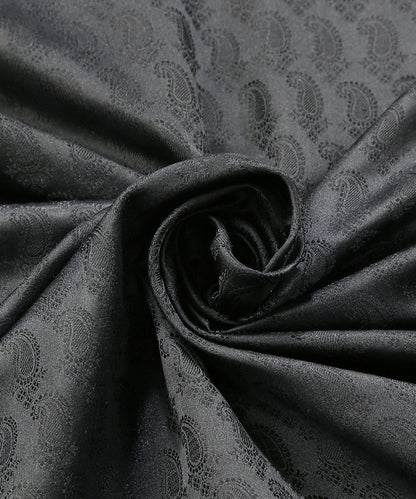 Handloom_Black_Pure_Satin_Silk_Tanchoi_Banarasi_Fabric_With_Paisley_Design_WeaverStory_05