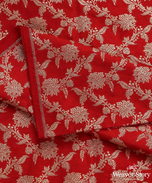 Handloom_Red_Pure_Katan_Silk_Banarasi_Fabric_With_Cutwork_Floral_Jaal_WeaverStory_04