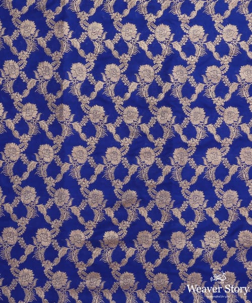 Cobalt_Blue_Handloom_Pure_Katan_Silk_Fabric_With_Cutwork_Floral_Jaal_WeaverStory_03