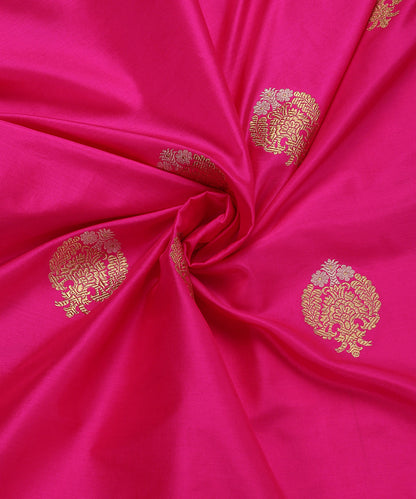 Handloom_Hot_Pink_Pure_Katan_Silk_Banarasi_Fabric_With_Sona_Rupa_Kadhwa_Booti_WeaverStory_05