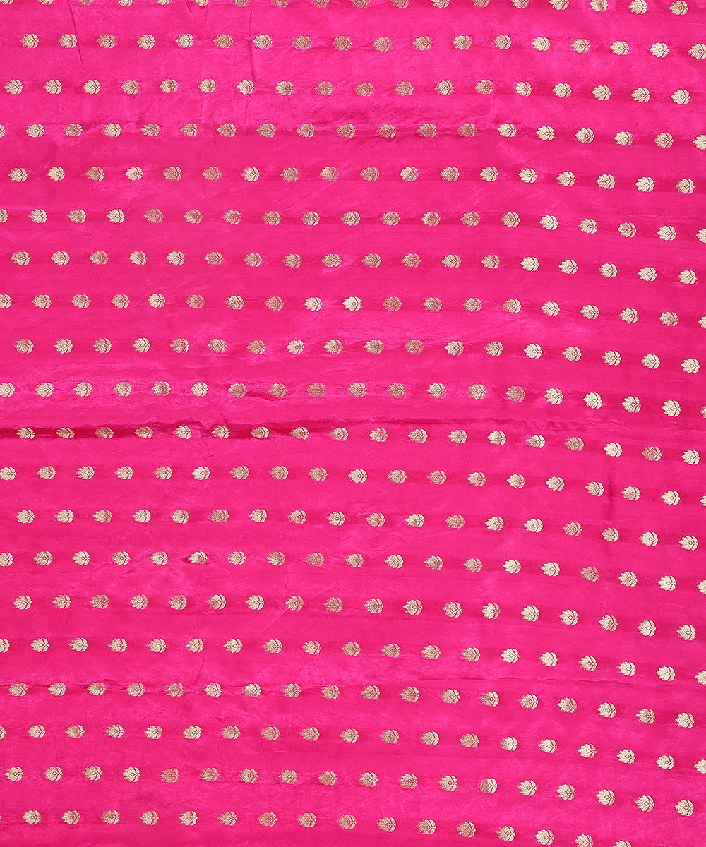 Handloom_Magenta_Pure_Gajji_Silk_Banarasi_Fabric_With_Zari_Booti_WeaverStory_02