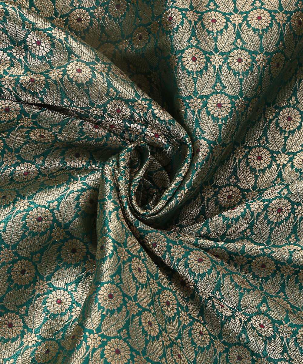 Green_Handloom_Pure_Katan_Silk_Kimkhab_Banarasi_Fabric_With_Meena_Booti_WeaverStory_05