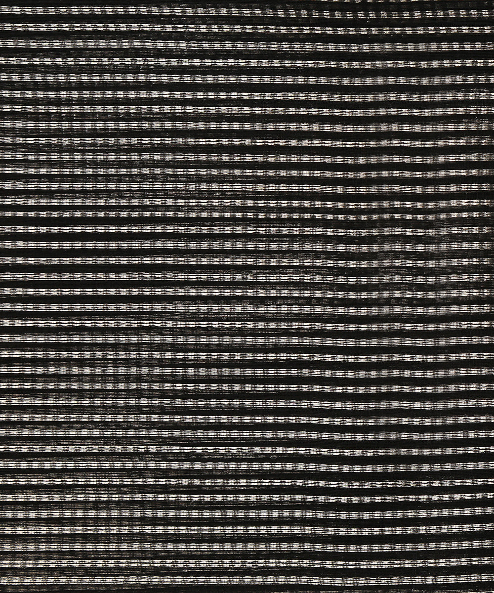 Black_Handloom_Tissue_Silk_Banarasi_Fabric_With_Zari_Stripes_WeaverStory_02