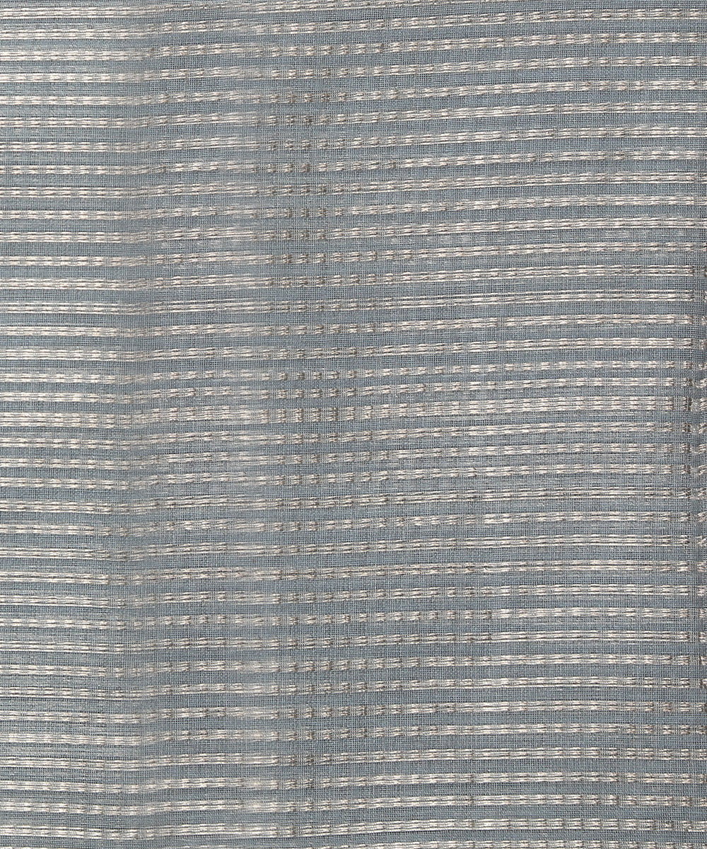 Handloom_Grey_Tissue_Silk_Banarasi_Fabric_With_Zari_Stripes_WeaverStory_02