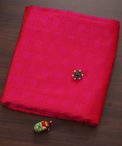 Rani_Pink_Handloom_Pure_Katan_Silk_Tanchoi_Banarasi_Fabric_With_Floral_Weave_WeaverStory_01