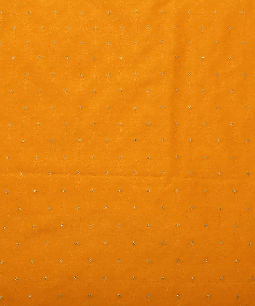 Yellow_Handloom_Pure_Katan_Silk_Banarasi_Fabric_With_Tanchoi_Zari_Booti_WeaverStory_02