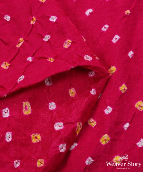 Handloom_Pink_Gajji_Silk_Banarasi_Bandhej_Fabric_WeaverStory_04