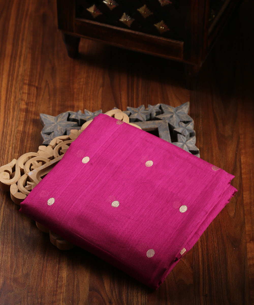 Handloom_Pink_Chanderi_Fabric_With_Gold_Booti_WeaverStory_01