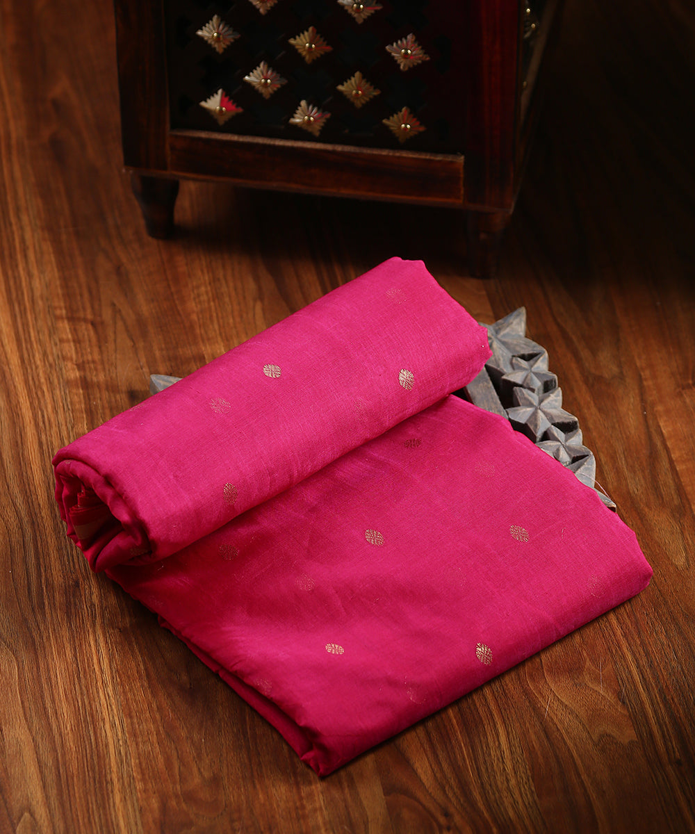 Handloom_Pink_Cotton_Chanderi_Fabric_with_Booti_WeaverStory_01