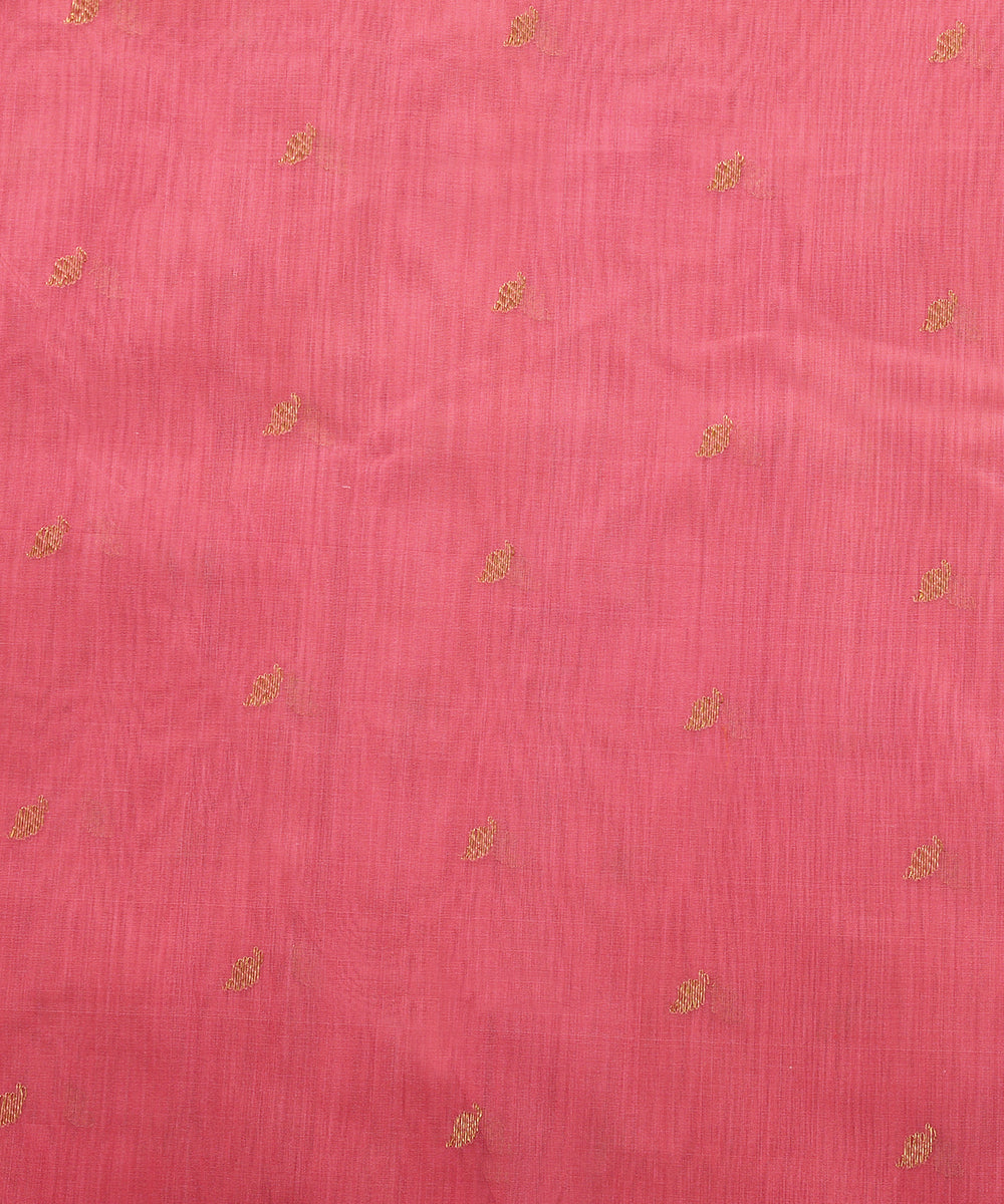 Pink_Handloom_Cotton_Chanderi_Fabric_with_Zari_Booti_WeaverStory_02