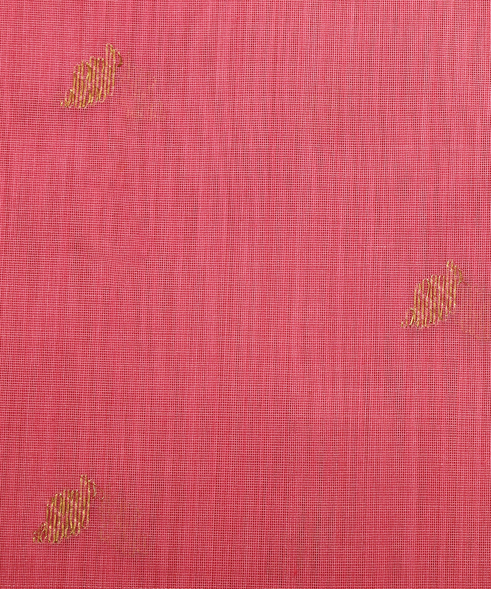 Pink_Handloom_Cotton_Chanderi_Fabric_with_Zari_Booti_WeaverStory_03