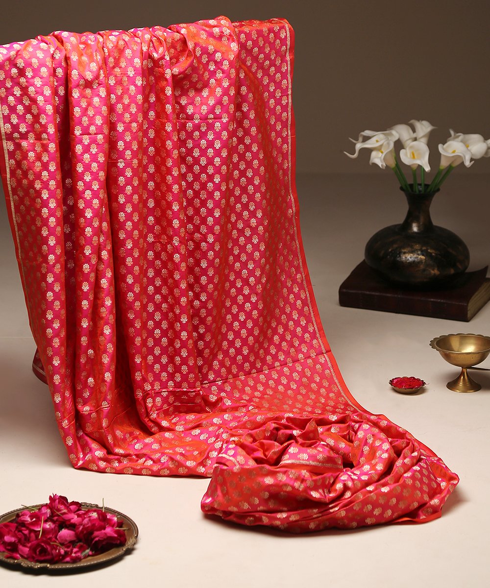 Pink_Handloom_Pure_Katan_Silk_Cutwork_Banarasi_Fabric_WeaverStory_01