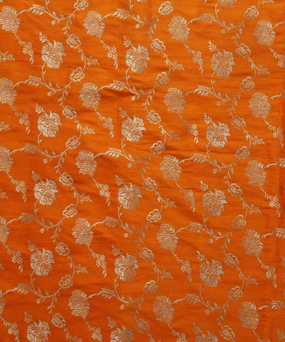 Handloom_Orange_Tusser_Silk_Banarasi_Cutwork_Fabric_with_Jaal_WeaverStory_02