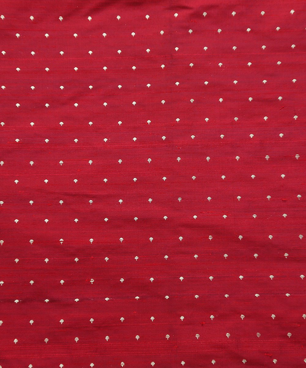 Wine_Handloom_Banarasi_Tusser_Silk_Booti_Fabric_WeaverStory_02