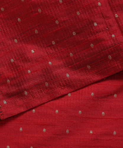 Maroon_Handloom_Tusser_Silk_Banarasi_Fabric_with_Booti_Design_WeaverStory_04