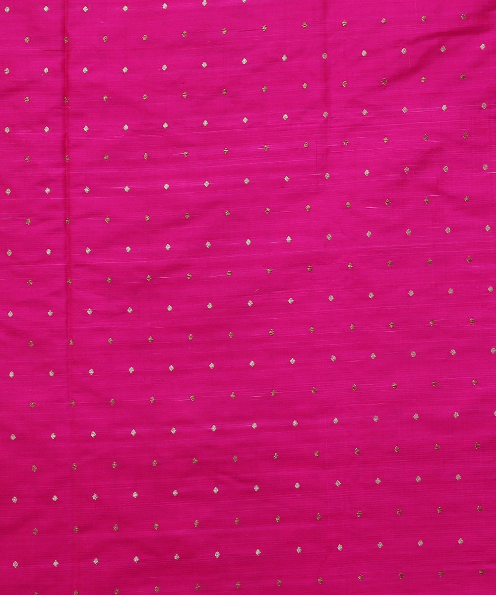 Majenta_Handloom_Tusser_Silk_Banarasi_Fabric_with_Booti_Design_WeaverStory_02