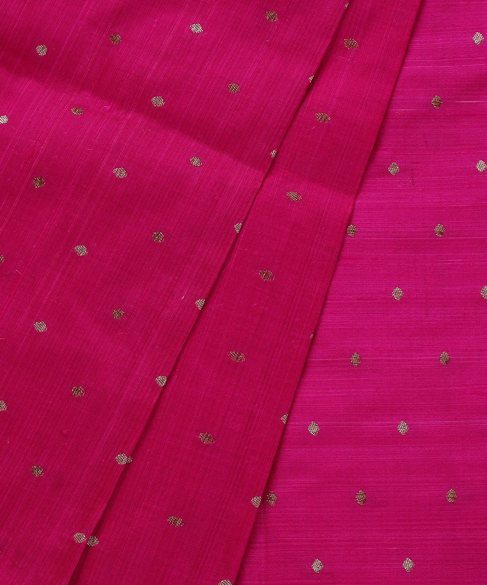 Majenta_Handloom_Tusser_Silk_Banarasi_Fabric_with_Booti_Design_WeaverStory_04