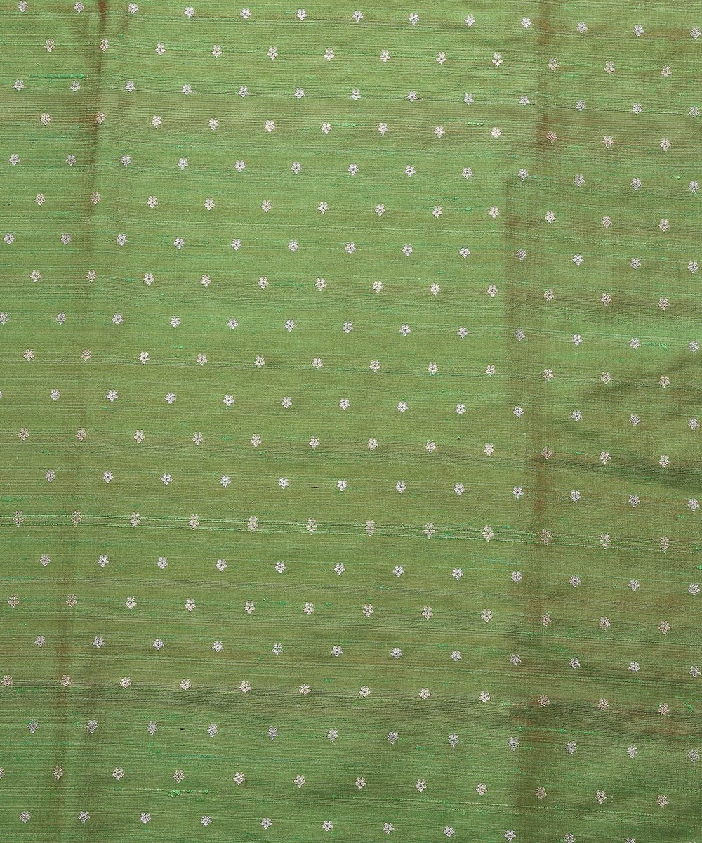 Green_Dual_Tone_Tusser_Silk_Banarasi_Fabric_with_Booti_Design_WeaverStory_02