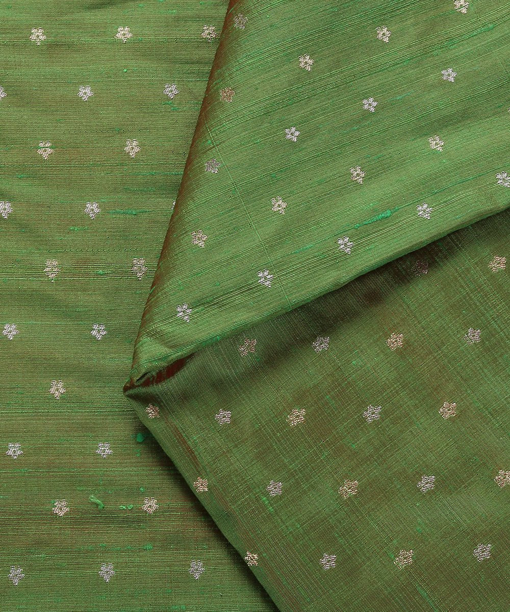 Green_Dual_Tone_Tusser_Silk_Banarasi_Fabric_with_Booti_Design_WeaverStory_04