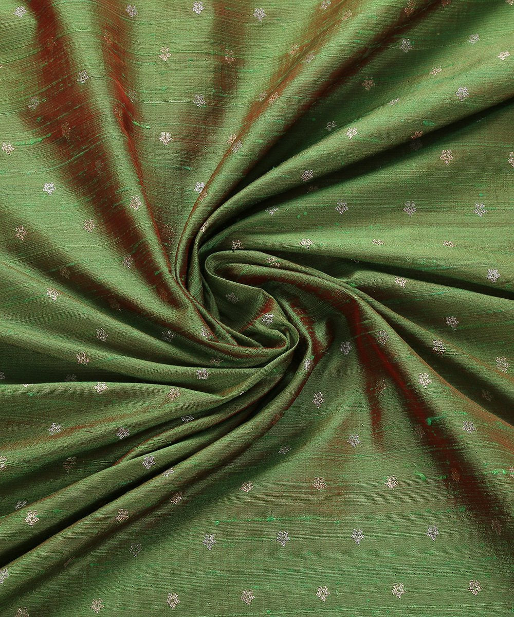 Green_Dual_Tone_Tusser_Silk_Banarasi_Fabric_with_Booti_Design_WeaverStory_05