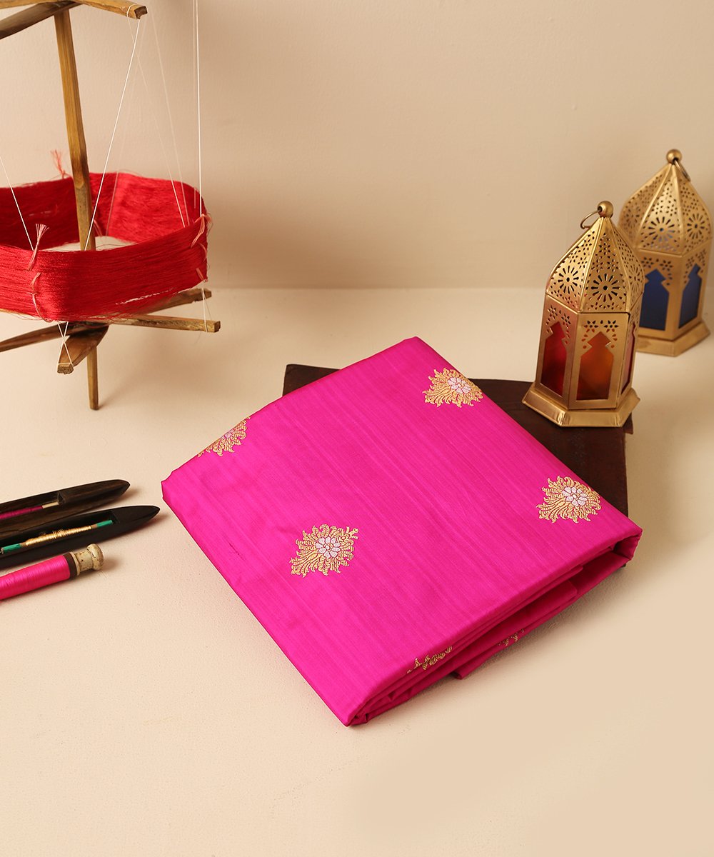 Magenta_Handloom_Kadhwa_Banarasi_Booti_Fabric_in_Pure_Katan_Silk_WeaverStory_01