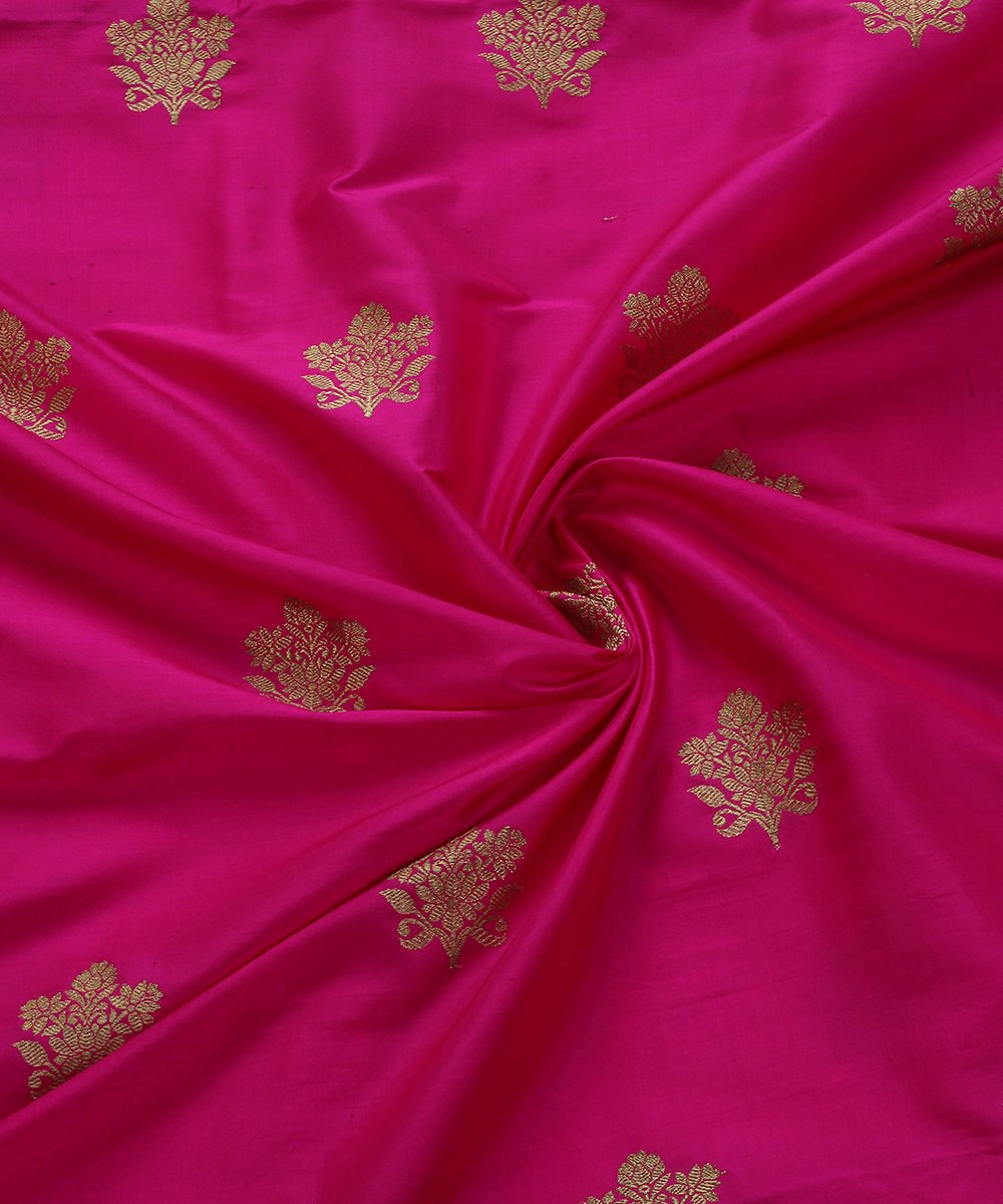 Hot_Pink_Handloom_Dupion_Silk_Banarasi_Fabric_wih_Zari_Boota_WeaverStory_05
