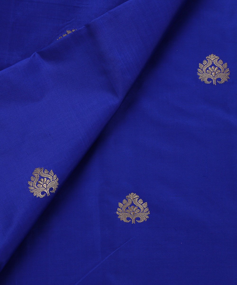 Royal_Blue_Handloom_Dupion_Silk_Banarasi_Fabric_with_Zari_Boota_WeaverStory_04