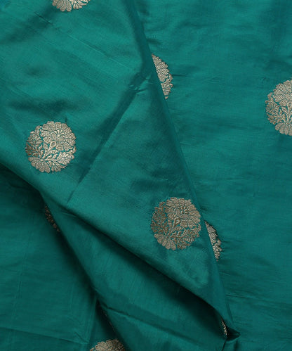 Emerald_Green_Handloom_Dupion_Silk_Banarasi_Fabric_with_Zari_Boota_WeaverStory_04