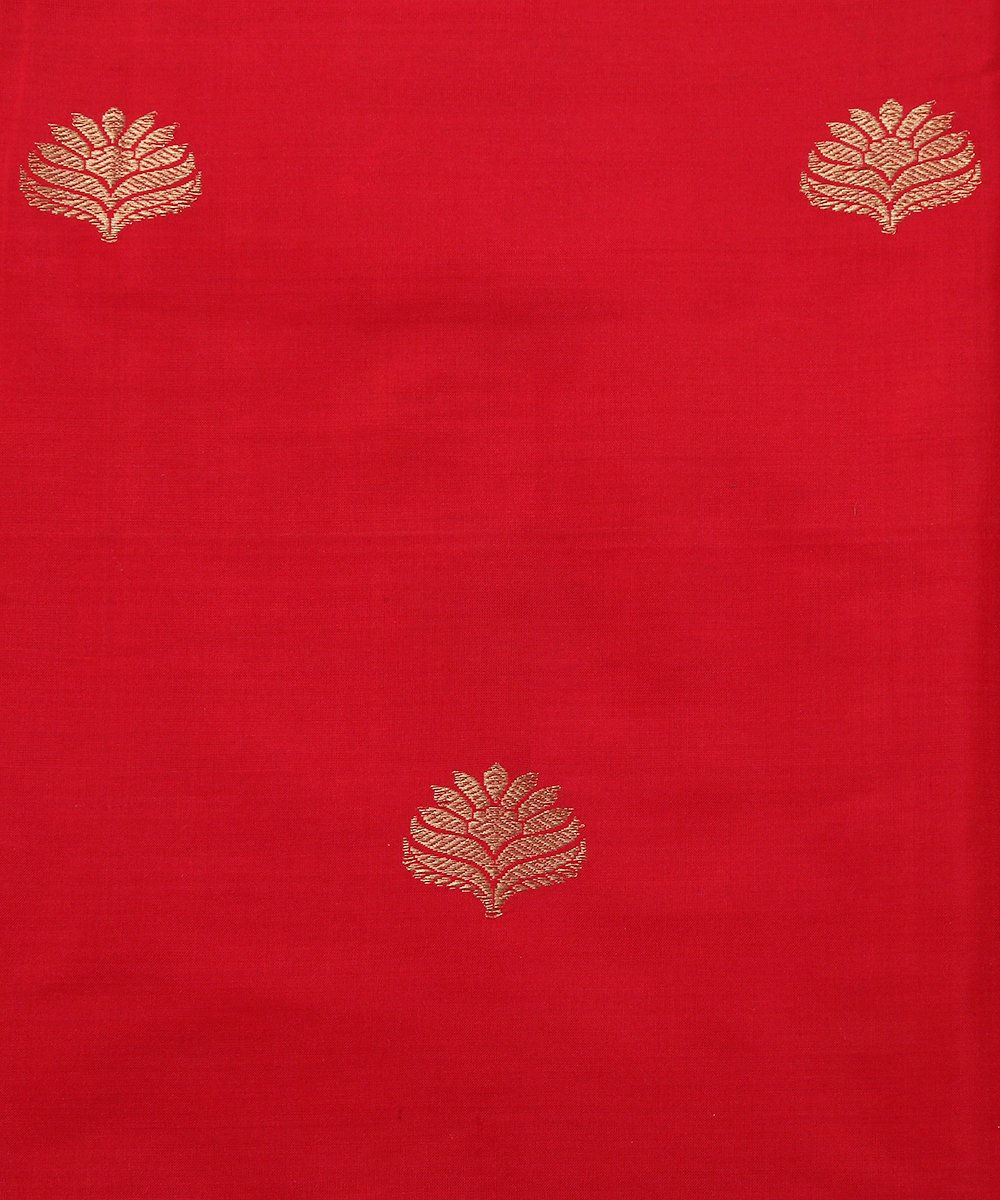 Handloom_Red_Dupion_Silk_Banarasi_Fabric_with_Zari_Boota_WeaverStory_04